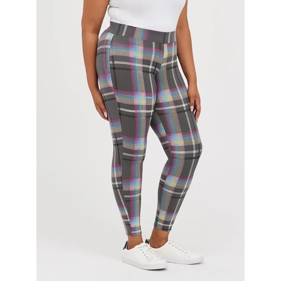 Torrid - Premium Leggings - Rainbow Epic Plaid Women's Size 0X/12 Pride Comfy - Picture 1 of 5